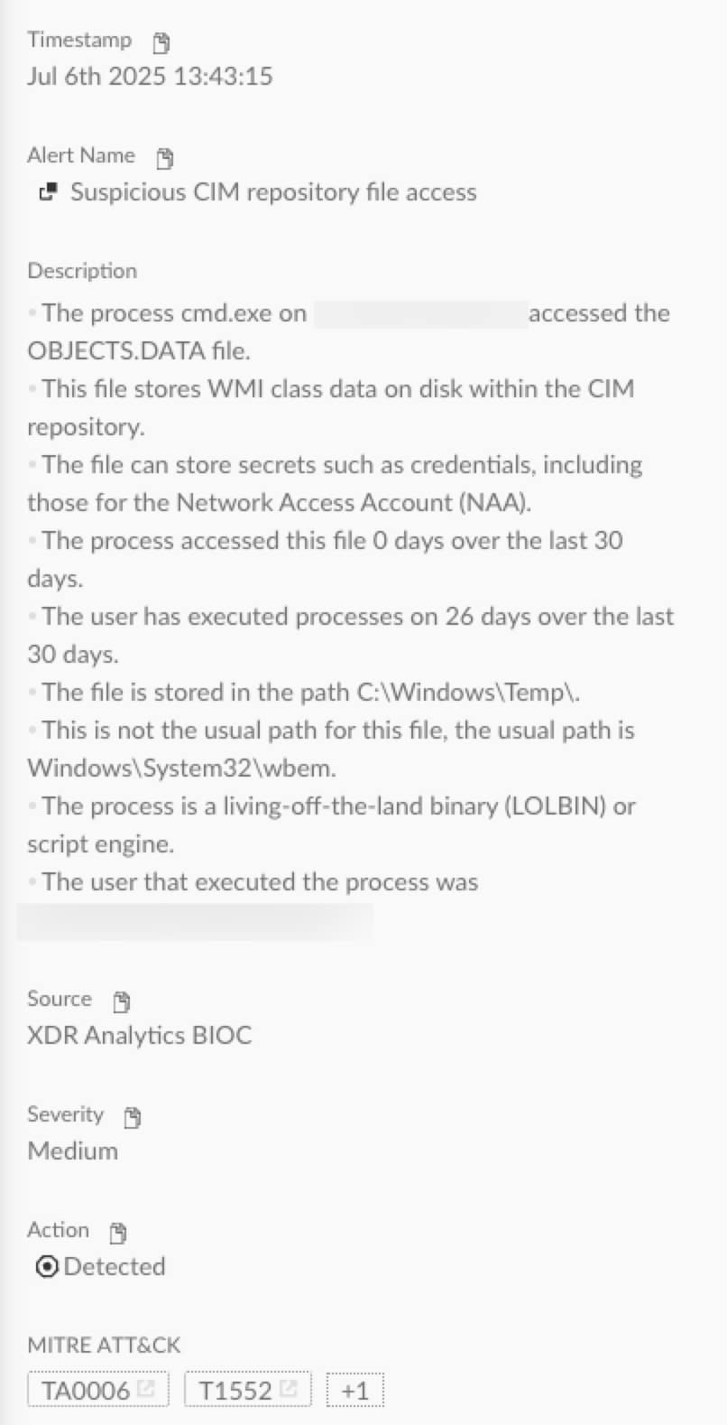 “Suspicious CIM repository file access” - Cortex XDR Alerts
